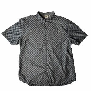 Vans Shirt Mens XXL Black Gray Checkered Button Up Short Sleeve Classic